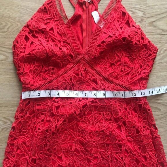 Baddie Lace Cocktail Dress Criss-Cross Strap Detail Fiesta Red Party Wear - Picture 11 of 14
